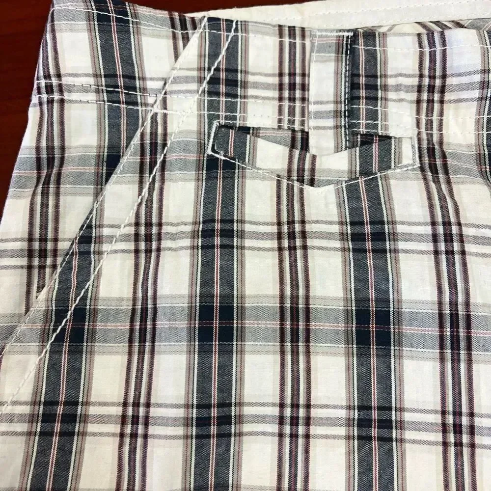 Quiksilver Red White Blue Plaid Bermuda Shorts sz 34